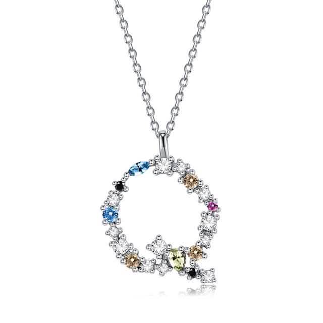 26 Alphabet Necklaces Opal Zirconia 925 Sterling Silver Necklace