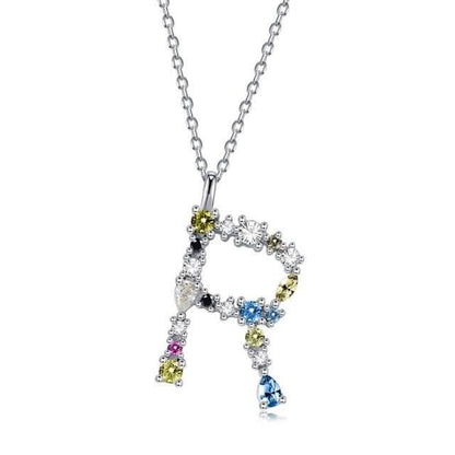 26 Alphabet Necklaces Opal Zirconia 925 Sterling Silver Necklace