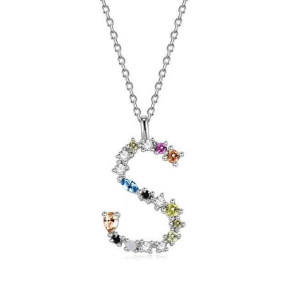 26 Alphabet Necklaces Opal Zirconia 925 Sterling Silver Necklace