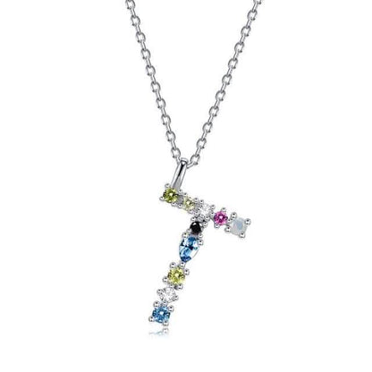 26 Alphabet Necklaces Opal Zirconia 925 Sterling Silver Necklace