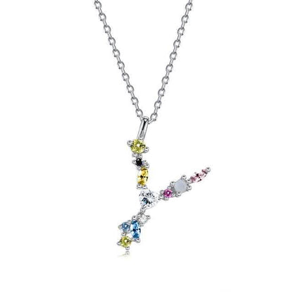 26 Alphabet Necklaces Opal Zirconia 925 Sterling Silver Necklace