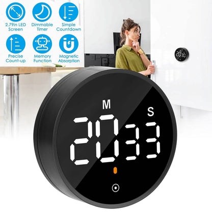 2.79" LED Digital Electronic Countdown Timer Dimmable Mutable Magnetic Clock