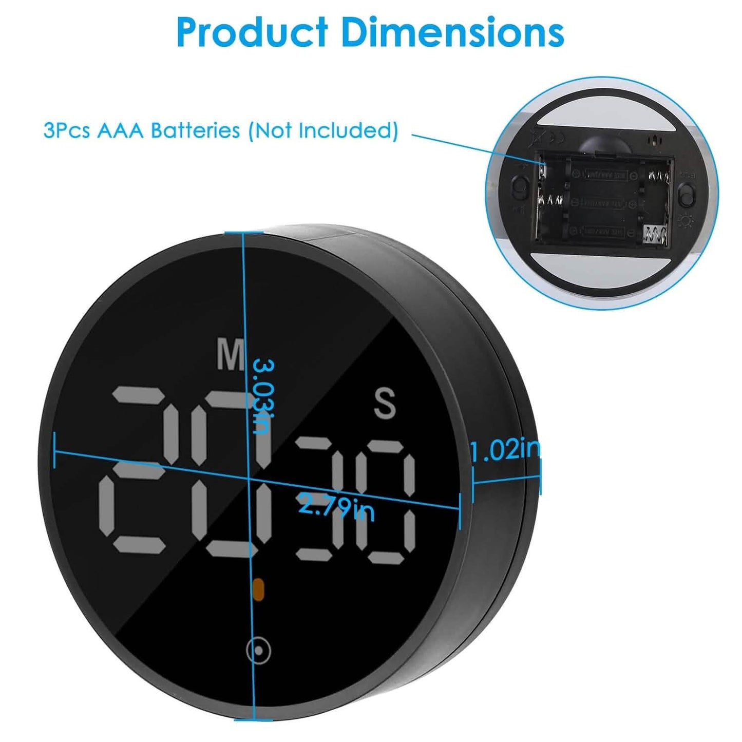 2.79" LED Digital Electronic Countdown Timer Dimmable Mutable Magnetic Clock