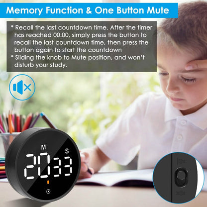 2.79" LED Digital Electronic Countdown Timer Dimmable Mutable Magnetic Clock