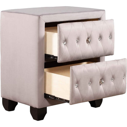 27.9" Tall Bedside Table Blue Upholstered Velvet 2-Drawer Nightstand