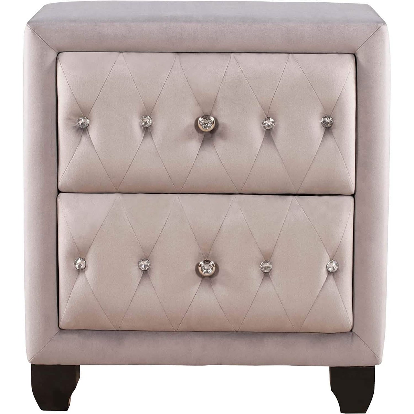 27.9" Tall Bedside Table Blue Upholstered Velvet 2-Drawer Nightstand