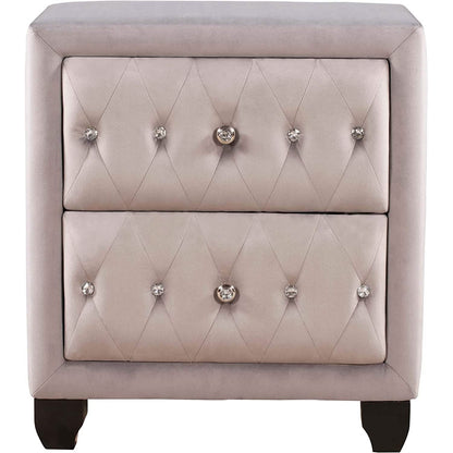 27.9" Tall Bedside Table Blue Upholstered Velvet 2-Drawer Nightstand
