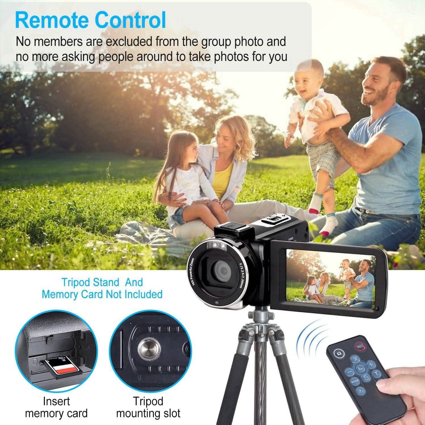 2.7K Camcorder 42MP 18x Zoom Digital Video Camera with 270° Rotating IPS Screen
