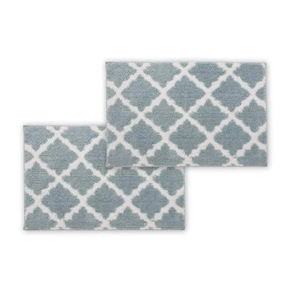 Bibb Home 1-2 Pack Trellis Micro Shag Bath Rugs 17" X 24"