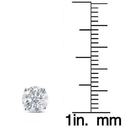 2Ct TW Round Lab Grown Diamond Studs 14K White Gold with Screw Backs