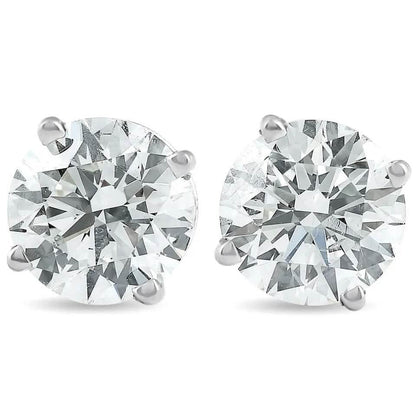 2Ct TW Round Lab Grown Diamond Studs 14K White Gold with Screw Backs