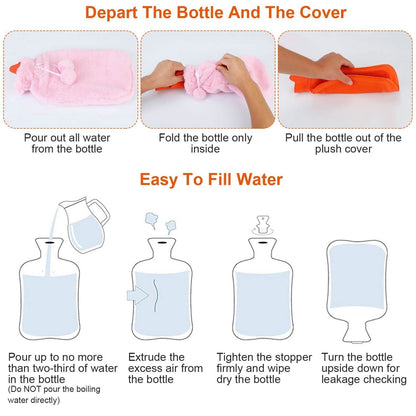 2L Hot Water Bottle with Plush Cover