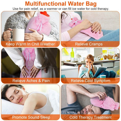 2L Hot Water Bottle with Plush Cover