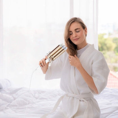 3-Barrel Curling Iron Wand Electric Hair Curler 1" Triple Hair Waver