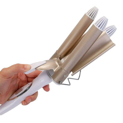 3-Barrel Curling Iron Wand Electric Hair Curler 1" Triple Hair Waver