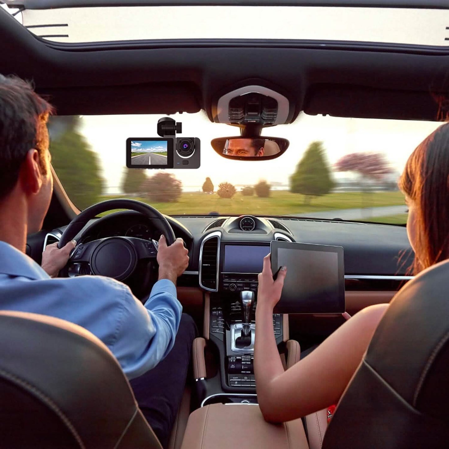 3 Channel Dash Cam Front Inside Rear Vehicle Driving Recorder Car DVR
