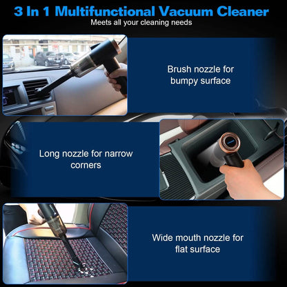 3-in-1 120W Portable Reachable Vacuum with Brush Nozzle
