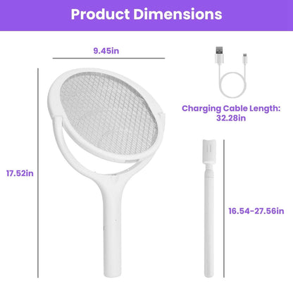 3-in-1 90º Rotating Electric Bug Zapper Racket