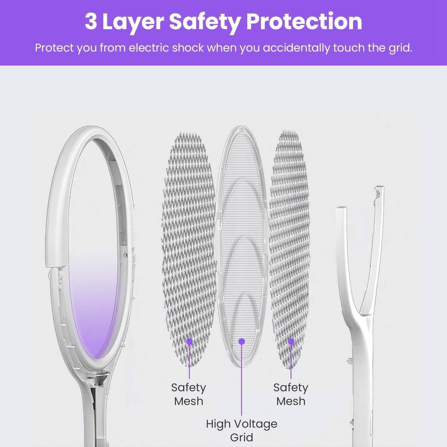 3-in-1 90º Rotating Electric Bug Zapper Racket