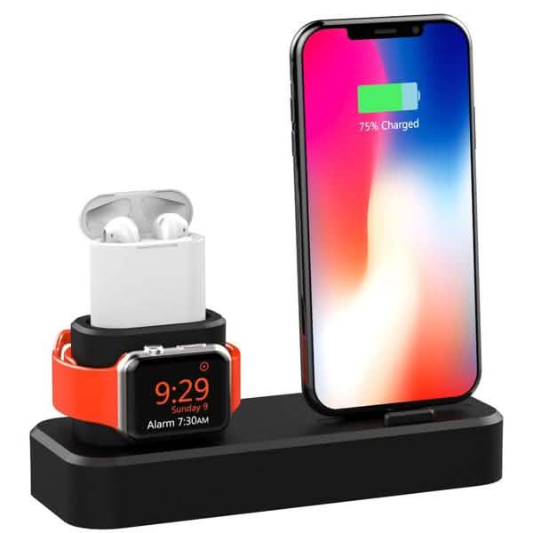 3-in-1 Charging Station Silicone for Apple Watch, Airpods, and iPhone
