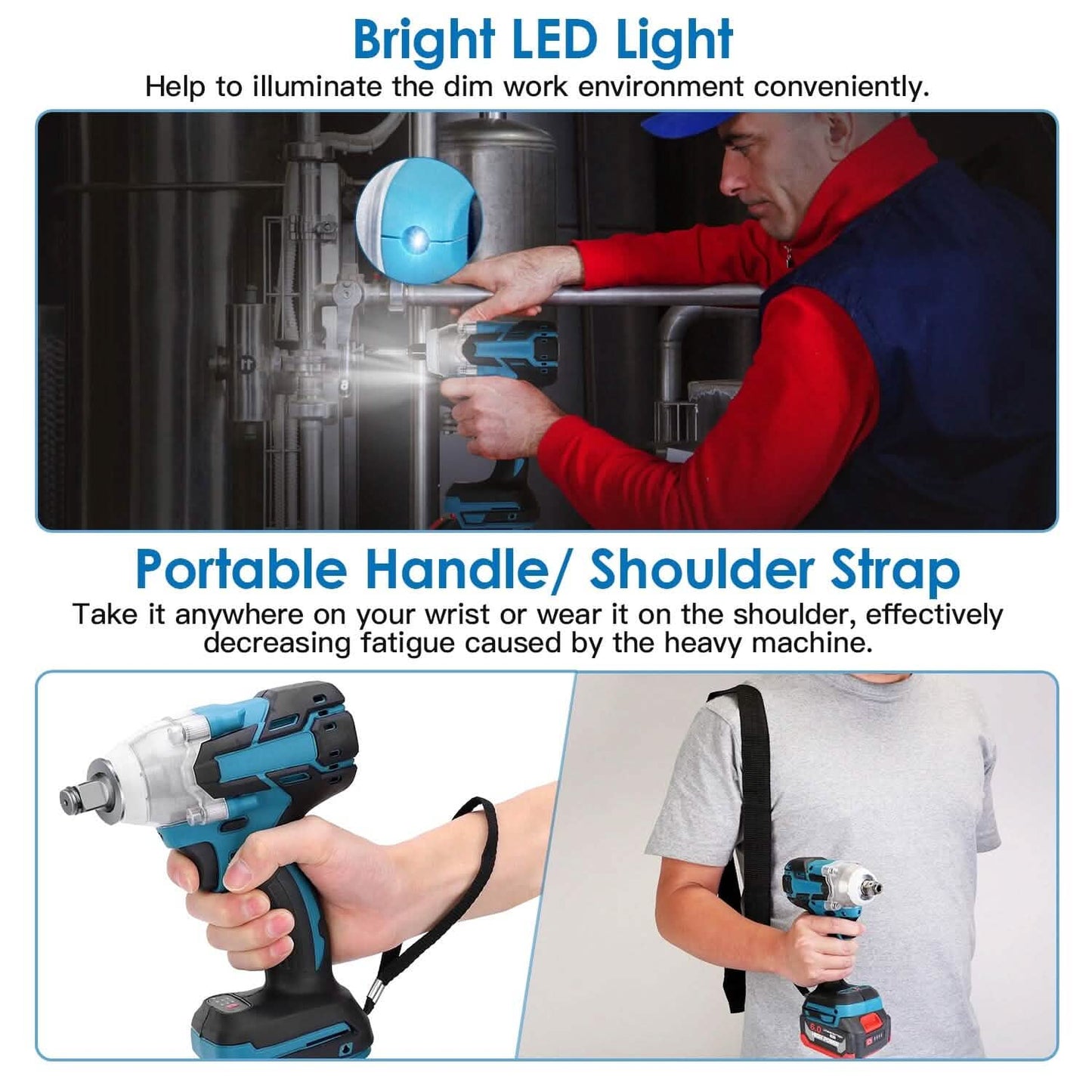 3-In-1 Cordless Electric Impact Wrench Drill Screwdriver with Brushless Motor Max 3450RPM Variable Speed