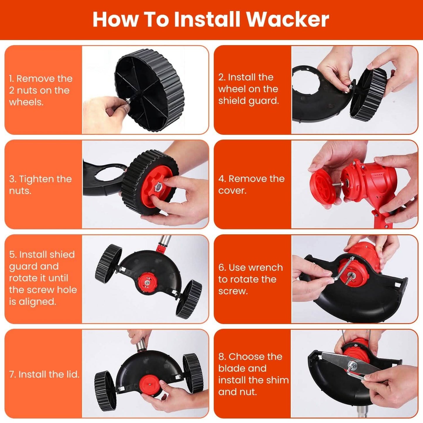3-in-1 Electric Cordless Grass Wacker Battery Powered Grass Trimmer with Wheels Adjustable Head with 2-Pieces 2500mAh Batteries