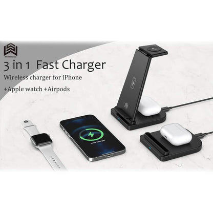 3-in-1 Foldable Fast Wireless Charging Stand