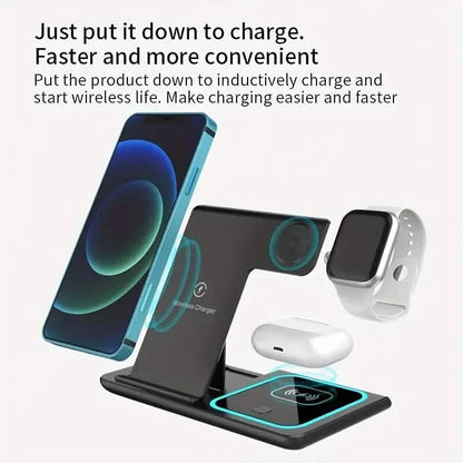 3-in-1 Folding Fast Wireless Charger Station