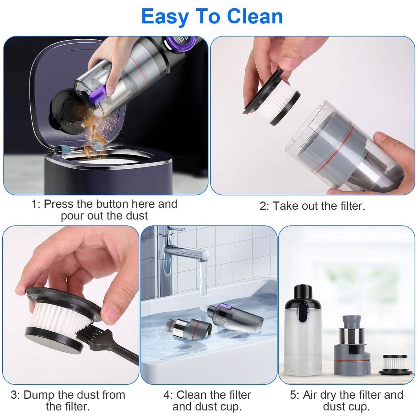 3-in-1 Handheld Cordless Car Vacuum Cleaner