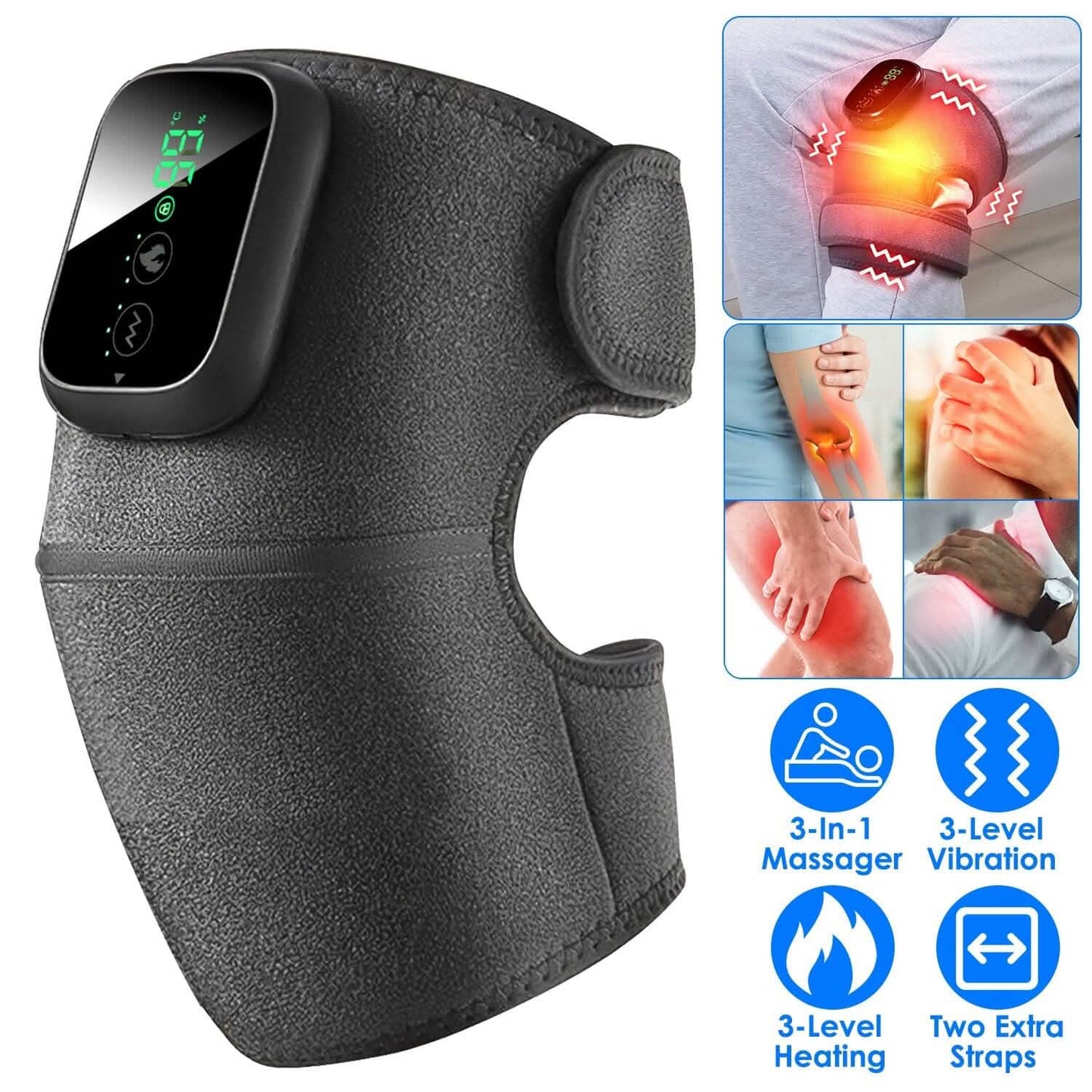 3-in-1 Heated Pads Massager with 3 Level Vibration