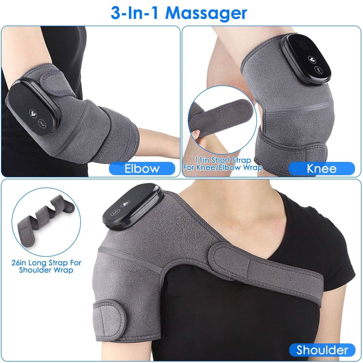 3-in-1 Heated Pads Massager with 3 Level Vibration