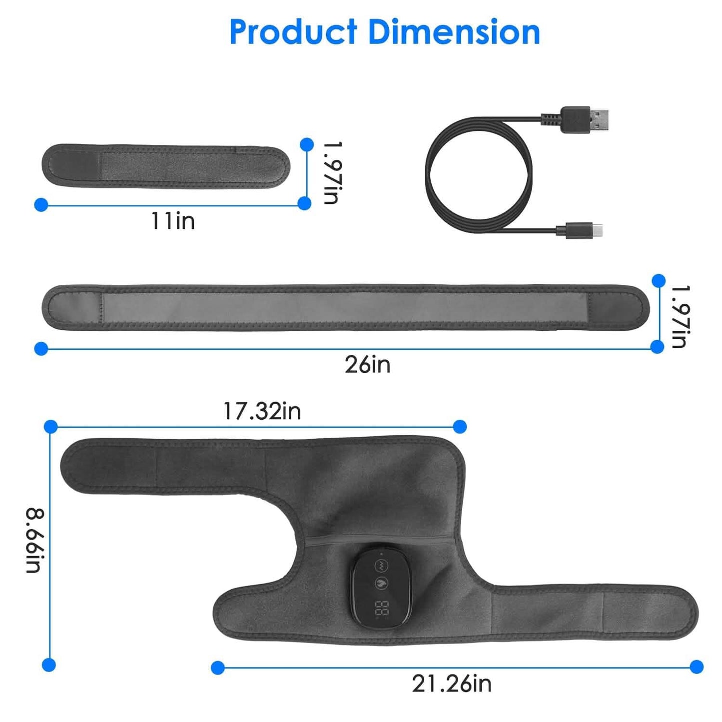 3-in-1 Heated Pads Massager with 3 Level Vibration