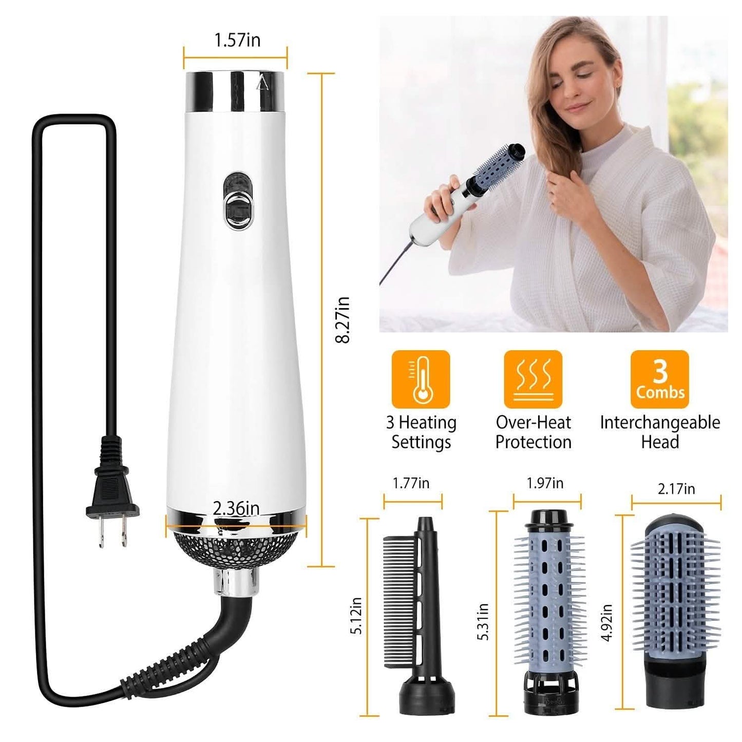 3-in-1 Hot Air Brush One-Step Hair Dryer Comb