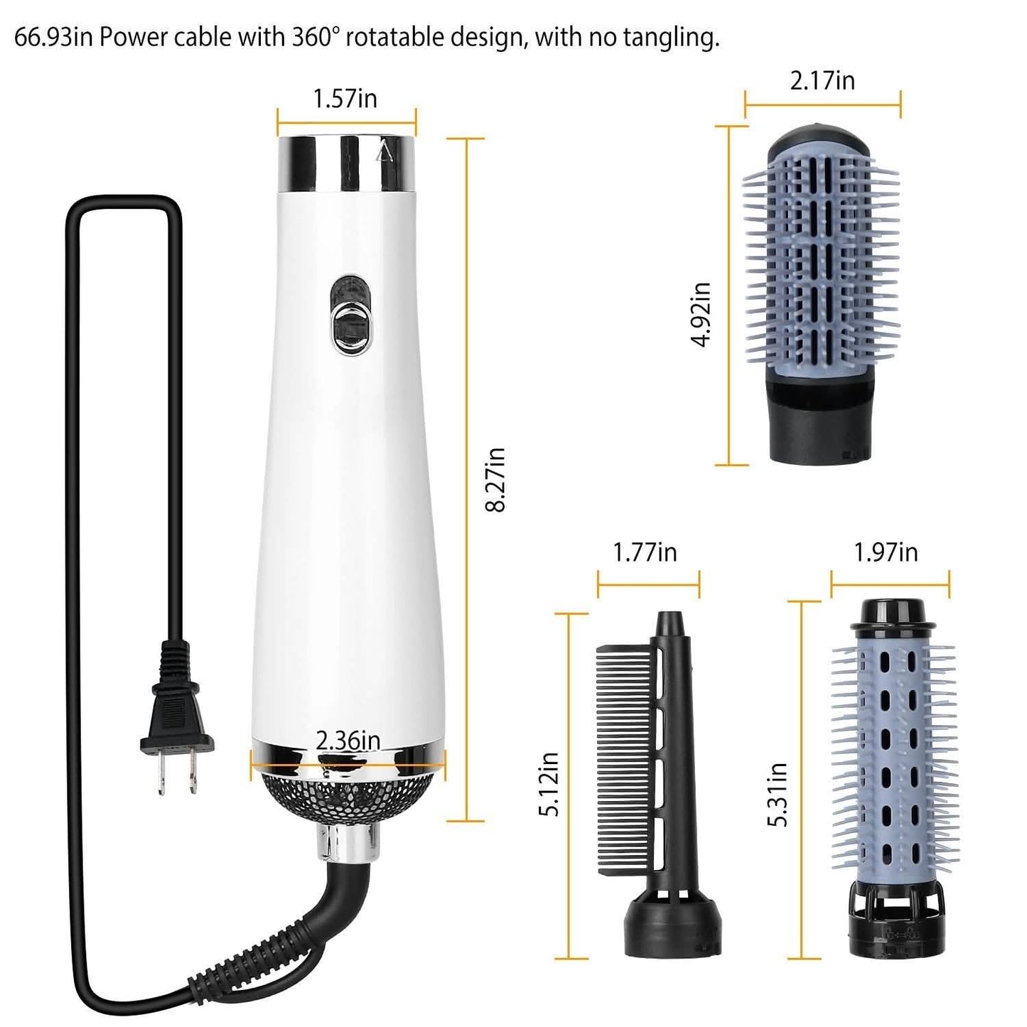 3-in-1 Hot Air Brush One-Step Hair Dryer Comb