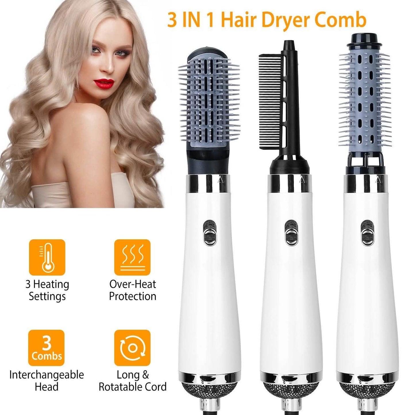3-in-1 Hot Air Brush One-Step Hair Dryer Comb