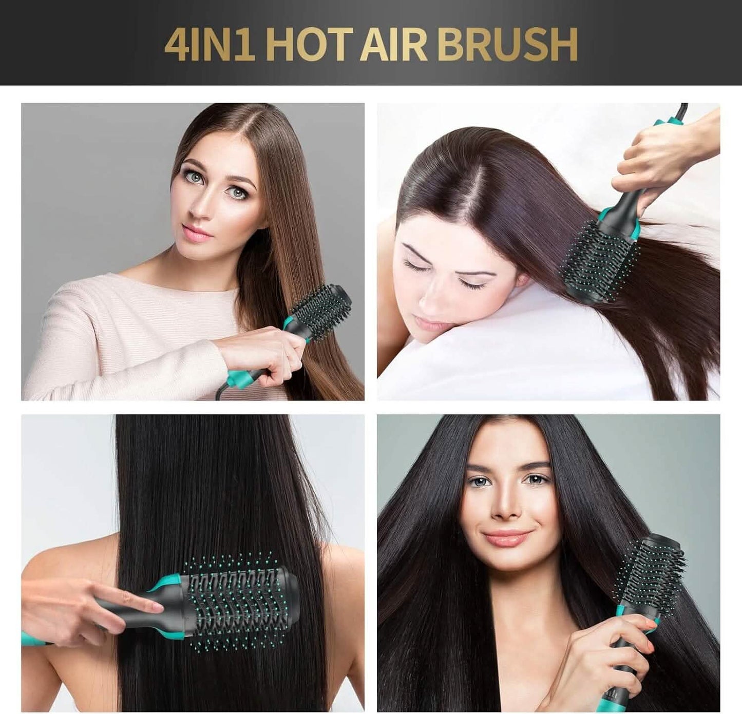 3-in-1 Ionic Straightening Hot Air Brush with Anti-Scald Feature