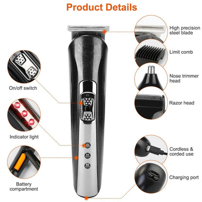 3-in-1 Rechargeable Hair Clipper Cordless Hair Trimmer Shaver