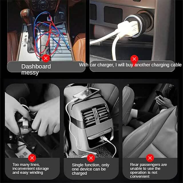 3-in-1 Retractable Car Phone Charger