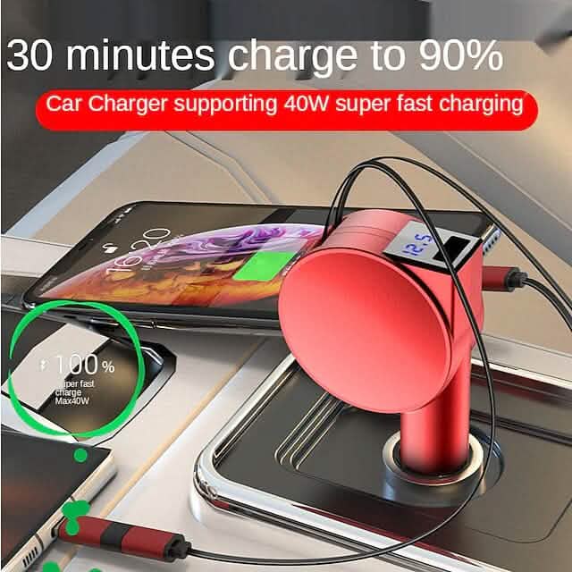 3-in-1 Retractable Car Phone Charger