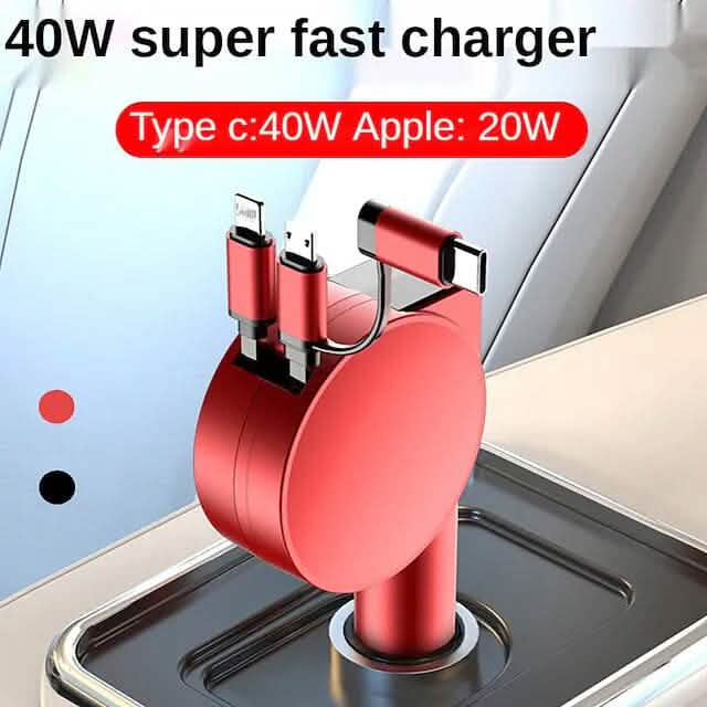 3-in-1 Retractable Car Phone Charger