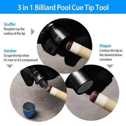 3-in-1 Snooker Pool Cue Tip Tool