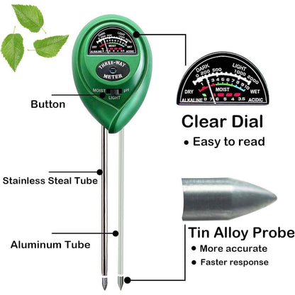 3-in-1 Soil Moisture Meter Probe Tester pH/Light for Plants