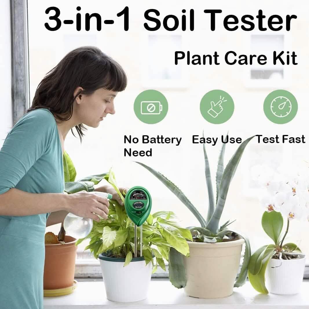 3-in-1 Soil Moisture Meter Probe Tester pH/Light for Plants