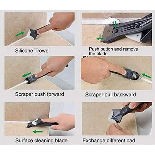 3-in-1 Stainless Steelhead Caulk Remover and Sealant Scraper