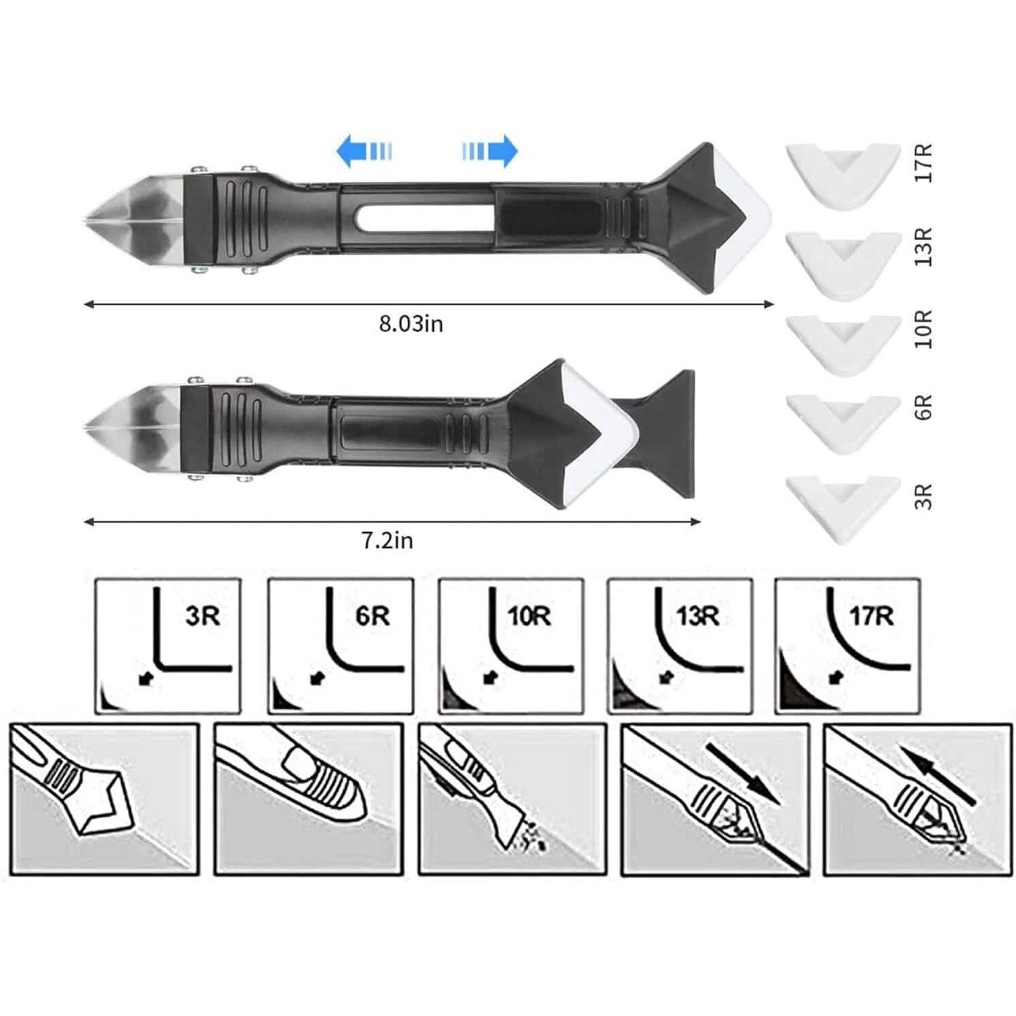 3-in-1 Stainless Steelhead Caulk Remover and Sealant Scraper