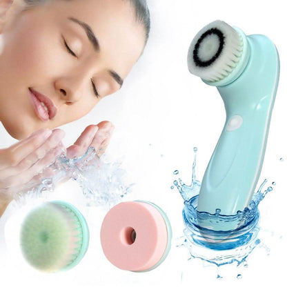 3-in-1 USB Rechargeable Facial Cleansing Brush Set Soft Scrubber Face Exfoliating
