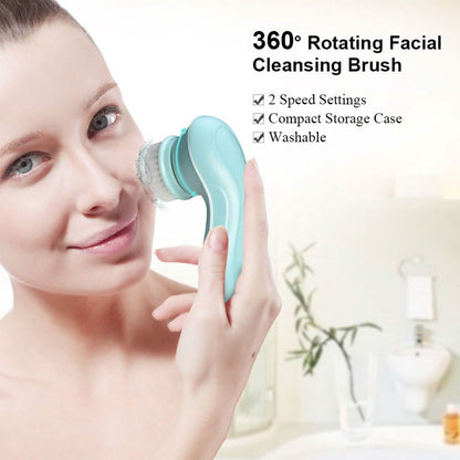 3-in-1 USB Rechargeable Facial Cleansing Brush Set Soft Scrubber Face Exfoliating