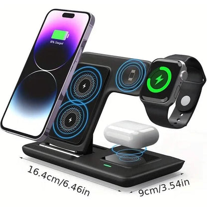 3-in-1 Wireless Charger Qi Fast 15W Charging Stand Pad