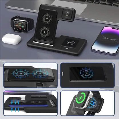3-in-1 Wireless Charger Qi Fast 15W Charging Stand Pad