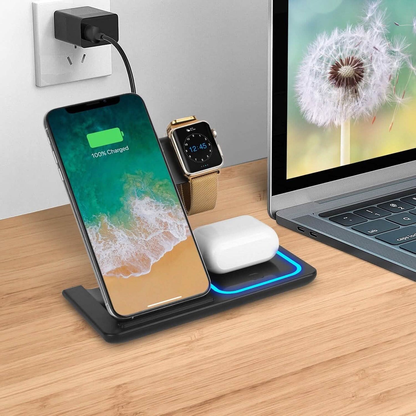 3-in-1 Wireless Fast Charging Station Dock Foldable
